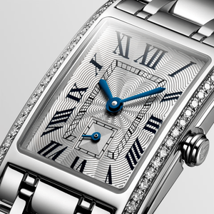 Reloj de Cuarzo Rectangular con Bisel de Diamantes y Esfera con Números Romanos para Mujer Longinesing - Product Image 1