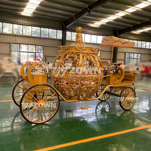 รถม้าฟักทองแบบมีมอเตอร์ รถม้าซินเดอเรลล่าไฟฟ้า รถม้าฟักทองสีขาวพร้อมมงกุฎสีแดงสำหรับขาย - Product Image 4