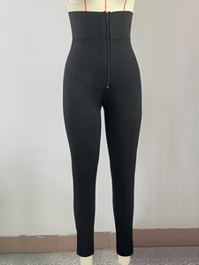 Pantalon amincissant taille haute pour femme avec fermeture éclair, leggings sculptants grande taille pour le contrôle du ventre, pantalon de compression pour l'entraînement - Product Image 5