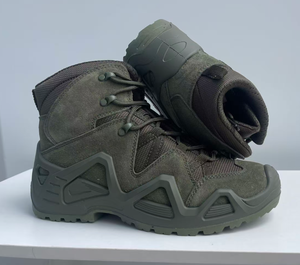 DF LW TSB07 Sage Green Cow Leather Heavy Duty Khaki Color Muti Terrains AK <b>Hiking</b> <b>Boots</b> Low Middle High Tactical <b>Boots</b> - Product Image 1