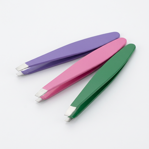 Eyelash Tweezers <b>Set</b> Stainless Steel Slanted Tip Eco-friendly Volume Precision <b>Tools</b> for Eyebrow 10mm Perfect Grip Purple <b>Pink</b> - Product Image 1