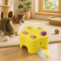 Nouveau Jouet Électrique Interactif pour Chat, Design Moderne et Luxueux, Thème Dessin Animé, avec Plume et Forme de Fromage à Cinq Cavités, Rechargeable, en Matériau ABS, Résistant aux Rayures