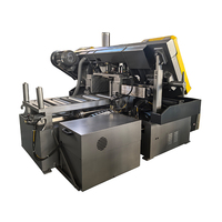 Scie à ruban CNC automatique jaune avec commande tactile PLC, tension hydraulique, commutateur chinois/anglais, pour la découpe précise de barres d'acier