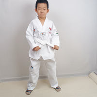 Dobok de Taekwondo de haute qualité, durable, blanc, côtelé, avec logo personnalisé, pour enfants et adultes