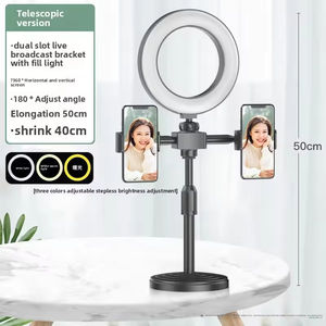 Anneau lumineux avec pince de fixation, support de diffusion en direct pour deux téléphones mobiles et support de <span class=keywords><strong>téléphone</strong></span> de bureau - Product Image 6