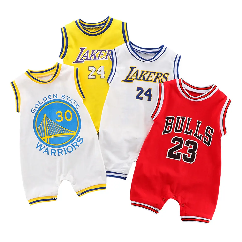 Summer Newborn Unisex Baby Boy Girl Outfits Casual baby Clothes Basketball Star Number Sports Short Sleeve Jumpsuit Rompers