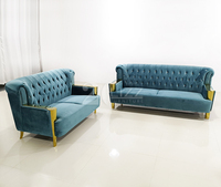 Meubles de Hall de luxe salle de séjour boucle en cuir Chesterfield canapés sectionnels causeuses