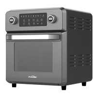 Friteuse à air électrique moderne carrée en acier inoxydable avec deux boutons et écran numérique, capacité de 14,5 L, contrôlée par application pour usage domestique