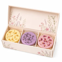 Tabletas Efervescentes Artesanales para Ducha, 3 Unidades Cada Una, con Limón, Lavanda y Rosa, Flores Secas Botánicas, Relajantes, Aromáticas e Hidratantes, Set de Regalo