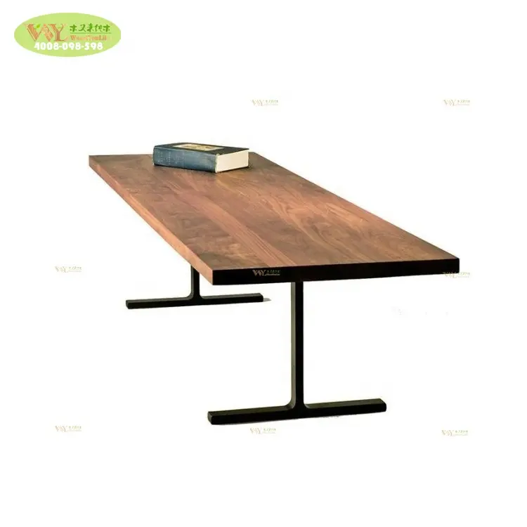 Modern design furniture high end iron wood walnut/East Indian Walnut slab dining table straight edge wooden office table with me