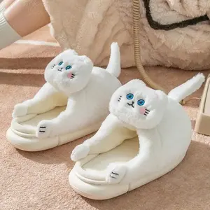 Chaussures en coton en peluche pour chat, vente en gros, automne et hiver, pantoufles d'intérieur pour couple, pantoufles chaudes et mignonnes pour dames - Product Image 5