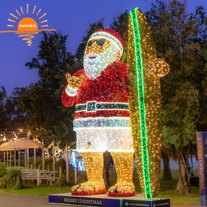 Sculptures lumineuses de Noël LED de haute qualité pour extérieur, motif Père Noël et Mère Noël, décorations festives pour jardin et centre commercial - Product Image 4