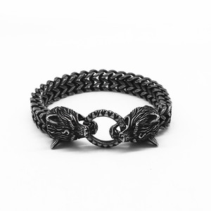 Yunnique – Bracelet en acier titane avec tête de loup pour hommes, bijoux Punk Hip Hop, cadeau - Product Image 5
