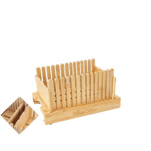 Shinobu Bamboo <b>Bread</b> Slicer Adjustable Thickness With Tray Wooden <b>Bread</b> <b>Cutter</b> For Baking Tools - Product Image 5