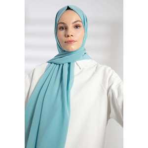 Pañuelo de Chifón Verde Menta Liso Teñido de Viscosa y Poliéster para Mujer - Product Image 2