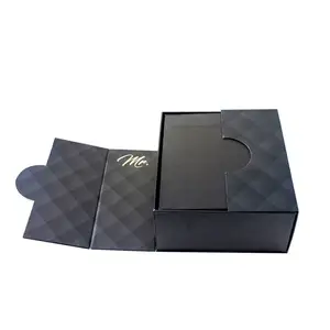 Manufacturers customize Black UV Inca magnet flip cover red wine folio double open wine gift box