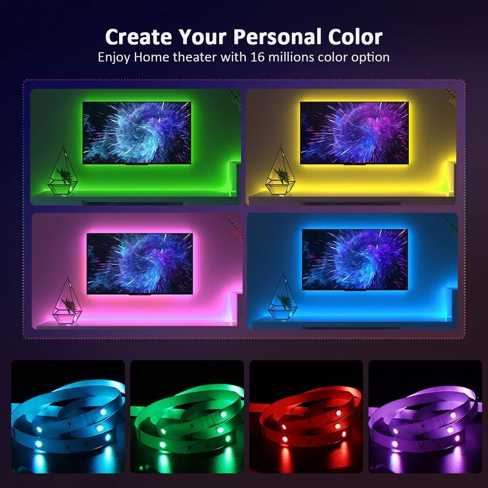 USB 5V RGB SMD5050 Smart LED Strip Light Strings with for App/Remote Control Dimmable IP20 Indoor Bedroom/Wall Decoration · image 4