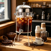 Distributeur de boissons en acrylique transparent FLEY 8L avec couvercle et robinet en acier inoxydable pour les fêtes, la restauration, les hôtels et les stations en libre-service