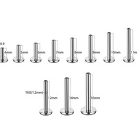 Gaby ASTM F136 Titanio 18G 16G 14G Poste de Labret Hipoalergénico con Rosca Interna Plateado en Plata, Regalo de Compromiso, Boda, Clásico