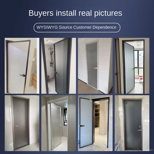 โครงเหล็กประตูกระจกโลหะพร้อมฐานสีดำรวมถึงบานพับและมือจับ - Product Image 5