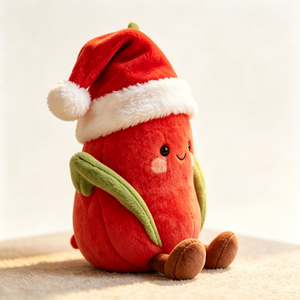 Customize Christmas tomato plush, Santa <b>hat</b> tomato stuffed <b>animal</b>, Cute tomato plushie, Holiday food plush toy Christmas - Product Image 2