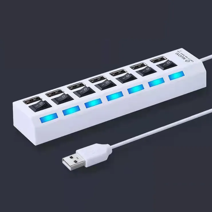 Hub ekspansi USB 2.0 tinggi portabel 7 port, Hub ekspansi USB untuk komputer Laptop PC Windows XP/ Vista 7 8 10