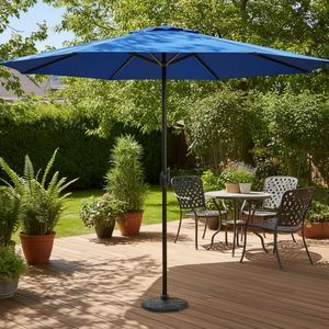 Parasol de terrasse bleu azur 269,9 cm x 245,9 cm avec mât en aluminium, manivelle de levage manuelle et inclinaison réglable, protection solaire, mobilier d'extérieur - Product Image 2