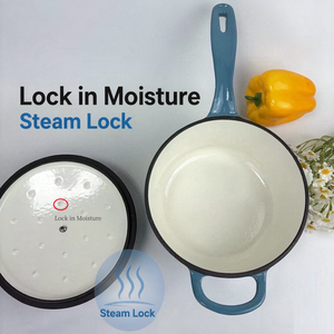 Casserole en <span class=keywords><strong>fonte</strong></span> <span class=keywords><strong>émaillée</strong></span> de 19 cm, homologuée LFGB et FDA, avec couvercle, mini-casserole à lait, compatible avec tous les types de cuisinières et fours, logo personnalisé OEM - Product Image 5