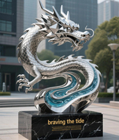 Statue de dragon grandeur nature personnalisée décoration extérieure en acier inoxydable poli de bonne qualité sculpture en métal 3D