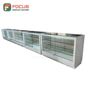 Commercial Smoke Shop Display Cabinet Wood Glass Counter LED <b>Lighting</b> Tobacco Display Cabinet - Product Image 6