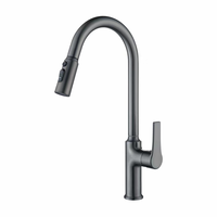 Robinet mélangeur de cuisine de luxe gris bronze en laiton massif, extractible, chaud/froid, pivotant à 360°