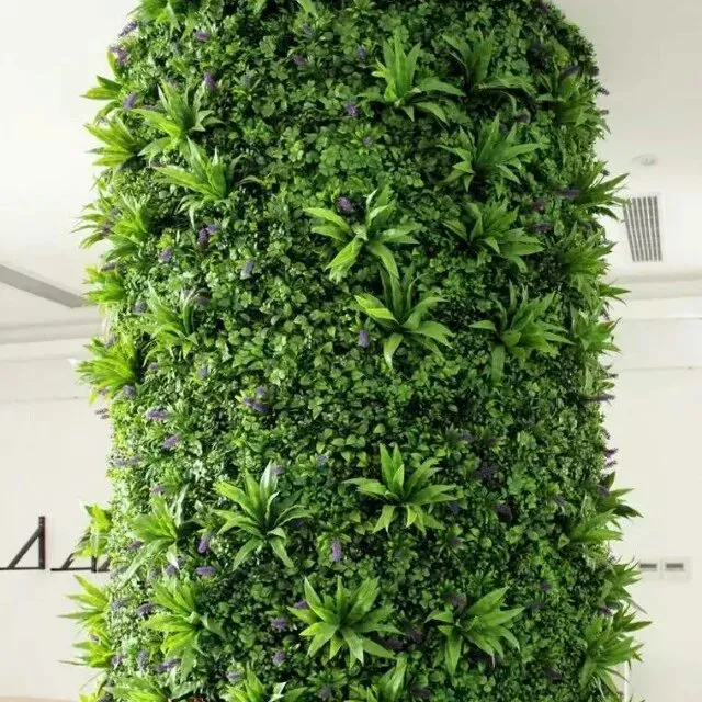 야외 사용을위한 화재 방지 및 UV 수직 정원 녹색 식물 벽 녹색 인공 잔디 잔디 벽