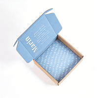 Boîte en carton ondulé personnalisée avec impression intérieure bleu doux, extérieur en carton kraft, emballage pour l'expédition de bougies et de produits parfumés