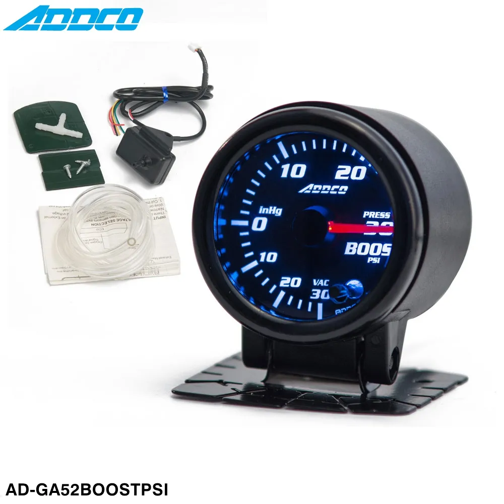 ADDCO-medidor de Turbo para coche de carreras, AD-GA52BOOSTPSI de 2 ", 52mm, 7 colores, LED, Cara de humo
