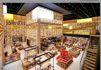 Bibliothèque Moderne Écologique Robuste avec Éclairage LED en Bois pour Librairie