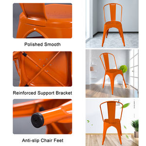 <span class=keywords><strong>Silla</strong></span> de Comedor de Metal Estilo Industrial Vintage, Apilable, de Hierro, con Cojín de <span class=keywords><strong>Madera</strong></span> Antigua Blanca, para Restaurante o Bar - Product Image 2