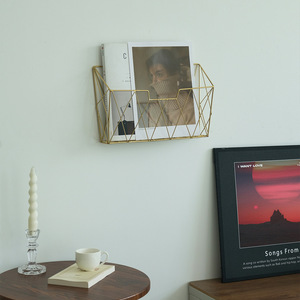 Wall Mounted Magazine Rack Wrought Iron Minimalist Design Rectangular Shape Durable Home Office Storage <b>Shelf</b> - Product Image 3