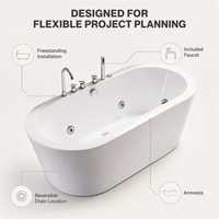 Baignoire autoportante en acrylique OEM ODM avec système de jets d'air pour spa et massage, certifiée CE, idéale pour projets hôteliers (vente en gros)