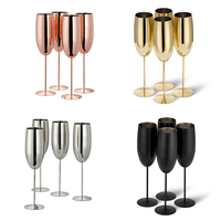 Verre à vin en acier inoxydable doré, coupe à champagne à long pied, avec logo personnalisé, vaisselle de luxe pour bar et fête