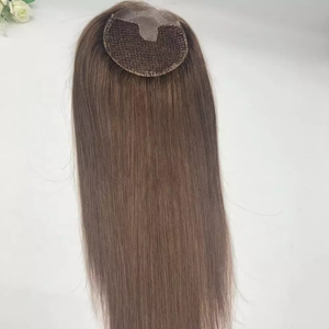 <span class=keywords><strong>Filet</strong></span> à poisson de qualité supérieure avec topper de cheveux humains pu, perruque européenne vierge, couleur marron, résille, microline, toupet pour femme - Product Image 2