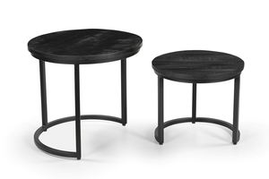 Juego de mesas de centro modernas de alta calidad, juego de 2 mesas de centro redondas de hierro/madera, muebles de sala de estar a precio de mayoreo. - Product Image 3