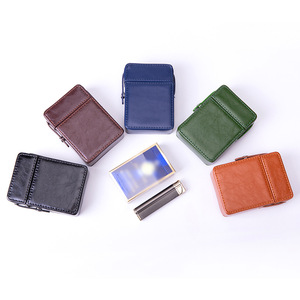 Étui à <span class=keywords><strong>cigarettes</strong></span> rectangulaire en cuir PU de luxe Yamo, ouverture à boucle, briquet intégré pour 20 <span class=keywords><strong>cigarettes</strong></span>, design portable pour hommes - Product Image 6