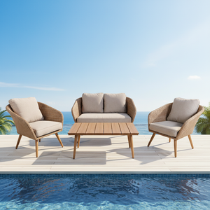 Ensemble de canapés en rotin de style européen moderne pour hôtel et parc, durable et écologique - Product Image 3