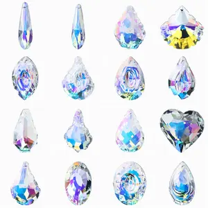 ZHB Multi Shapes Big Size 50MM Crystal Pendants Glass Beads for Jewelry Making Borealis Effect Drop Shape Garden Suncatcher