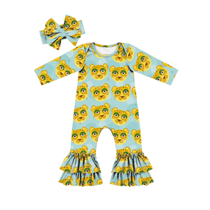 Mono con volantes y estampado personalizado de leopardo/guepardo para niñas, manga larga, ropa de otoño para bebés y niños pequeños - Product Image 6