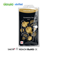 Pochette à bouton-pression en PVC personnalisée UIOWIO pour ensemble de règles géométriques, sac d'emballage vide pour trousse de papeterie