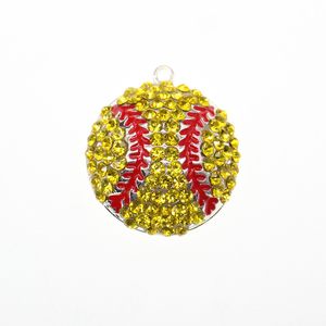 Breloques de baseball en émail, <span class=keywords><strong>strass</strong></span> jaune et argent, <span class=keywords><strong>pendentif</strong></span> pour les amoureux de la <span class=keywords><strong>boule</strong></span>, livraison gratuite, pièces - Product Image 3