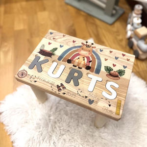 Tabouret Nom Puzzle Montessori Jouets 1er Anniversaire Cadeau Cadeaux Personnalisés Jouets Escabeau Enfants Meubles Cadeaux Toddler Chair - Product Image 4