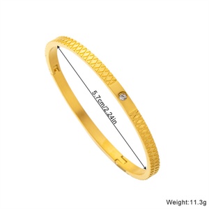 Minimalist Jewelry <b>Bracelet</b> Dainty Gold Plated Stainless Steel Zircon <b>Bangle</b> <b>Bracelet</b> for Women - Product Image 6