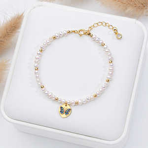 Bracelet en perles de millet d'eau douce naturelles de 3-4 mm en gros pour femmes, bijoux de mode papillon haut de gamme avec un style élégant - Product Image 4